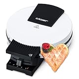 Cloer 181 Waffeleisen für kuchenartige Herzwaffeln, 930 W, Waffelgröße 16 cm, schwere Backplatten, optische und akustische Fertigmeldung, Metall, Weiß