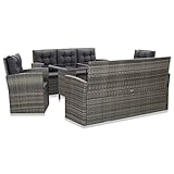 Gecheer 5-TLG. Garten Essgruppe Loungemöbel Poly Rattan Sitzgruppe Gartenlounge Gartenmöbel Set bis 8 Personen, Grau