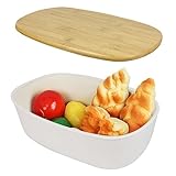 Sanfiyya GroßEr Brotkasten Brotkasten Mit Holzdeckel 20 X 35 X 13 Cm Brotaufbewahrungsbox Kunststoff-BrotbehäLter Lunchbox HäLt Brot Frisch