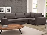 MKS MEBLE Ecksofa Wohnzimmer - Wohnlandschaft - L-Form Couch mit Schlaffunktion - Bettsofa - Wohnzimmer L Couch - Polstersofa mit Bettkasten - Tornado Braun