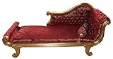 Casa Padrino Barock Chaiselongue Modell XXL Bordeaux Rot Muster/Gold- Antik Stil - Recamiere Wohnzimmer Möbel