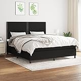 INLIFE Boxspringbett mit Matratze Schwarz 160x200 cm Stoff,78.54kg,3141707