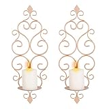 Sziqiqi Wandkerzenhalter Wandleuchter Kerzenständer Kerzenhalter Kerzenleuchter aus Metall 2er Set, Wandteelichthalter Säulenhalter für Teelichter Stumpenkerze Wohnzimmer Schlafzimmer, Roségold