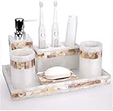 ANIIC Badezimmer Set Leichtes Luxus-Shell-Badezimmer-Accessoires-Set, Harzbecher, Zahnbürstenhalter, Seifenspender, Badzubehör, Waschset Badezimmer Zubehör (Color : 6pcs)