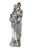 formano Afrikanische Dekofigur Familie Silber Gold Afrika Figur Skulptur Zierfigur 32 cm