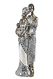 formano Afrikanische Dekofigur Familie Silber Gold Afrika Figur Skulptur Zierfigur 32 cm