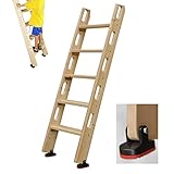 Hochbett Leiter Etagenbettleiter aus Holz mit Griff, 100/125/150 cm Lange Ersatz-Etagenleiter für Wohnmobile mit Rutschfester Basis, für Loft Wohnwagen Wohnwagen (Size : 5 Step 150cm/59)