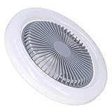 Deckenventilator Mit Lichtern, Geschlossener Runder Dimmbarer LED-Ventilator Mit 3 Gängen, Weißer Kleiner Deckenventilator Für Schlafzimmer, Für Veranda, Terrasse, Küche, Schlafzimmer, Bauernhaus, Ste