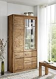 möbelando Highboard New York aus Sheesham massiv in Natur gebeizt mit 3 Türen. Abmessungen (BxHxT) 109x145x43 cm