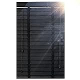 BOTOWI Schwarze Holzjalousien Holzrollos, Holz Jalousie für Fenster, Jalousien Verdunkelungsjalousien Thermorollo Geräuschreduzierung, Sichtschutz Fenster Rollos für Tag und Nacht,140x220L(cm)