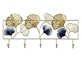 BPILOT Kleiderhaken Ginkgo-Blatt-Garderobenhaken, Wandgarderobe, Wandgarderobe, Persönlichkeit, Schmiedeeisen, Veranda, Schlafzimmer, Einfache Kleiderhaken Almacenamiento de Ropa (Size : 5 Hook)