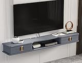 Schwebender TV-Ständerschrank, Wandmontage-Holz-TV-Regal im Lochdesign mit Zwei Schubladen, zur Aufbewahrung von Projektor-Router-Set-Top-Box/A / 130 cm/C/130 cm