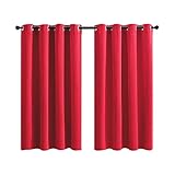 Aotiwe Vorhänge Lichtundurchlässig, Vorhang Rot Einfarbig Polyester 2 Stücke 107X160cm für Schlafzimmer