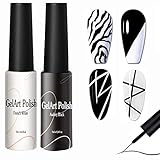 2pcs Gel Liner Nail Art, Schwarz & Weiß Gel Nagellack Set Gelnägel Farben für Drawing Lines, Liner Nail Gel Polish für Nagel Design Liner Gel Nagellack für Nagel Kunst Farbgel Nagelgel