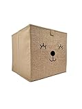 WOWGADGET Faltbox Bär | Aufbewahrungsbox für Kinder,aus Jute im Würfel für Regale und Schränke. Sortierbox/Spielzeugkiste Toy Bin für Dokumente, Spielzeug, Büroartikel uvm. 30x30x30cm