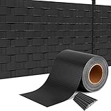 HENGMEI PVC Sichtschutzstreifen 65m x 19cm mit 30 Stücke Befestigungsclipse Sichtschutzfolie Windschutz Stabmattenzaun Gartenzaun Blickdicht für Zaun, Gartenzaun (65m x 19cm, Anthracite)