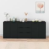 Youuihom Schränke für Tafelgeschirr, Buffet-Schränke, Foyer-Schränke, Geeignet für Wohnzimmer, Schlafzimmer, Küche oder Bad, 3-TLG. Sideboard-Set Schwarz Holzwerkstoff