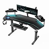 EUREKA ERGONOMIC Höhenverstellbarer Schreibtisch 182×76cm Schreibtisch Höhenverstellbar Elektrisch Doppelmotor mit Memory Funktion Groß Gaming Schreibtisch mit Led für Home Office und Live-Streaming