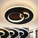 ZMH Deckenlampe Led Deckenleuchte Wohnzimmer - 33W Dimmbar mit Fernbedienung Schwarz Flurlampe Modern Design Wohnzimmerlampe für Schlafzimmer Küche Esszimmer Büro Jugendzimmer