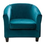 Rosnek Samt Sesselbezug Stretch Sesselhusse,2-Separate-Teile Clubsessel Sessel Bezug für Eine Einfache Reinigung,Cocktailsessel Armchair Sesselhussen mit Armlehne Hussen für Sessel