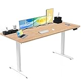 Homall 180x80 cm Höhenverstellbarer Elektrisch Schreibtisch mit Ladebuchsen, Stufenlos Höhenverstellbarer Tisch mit Vierteilige Tischplatte, Ergonomischer Computertisch für Office mit Memory Funktion