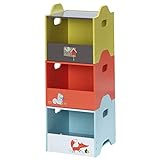 labebe 128073 aufbewahrungsbox Kinder, Baby spielzeugkiste Holz, spielkiste stapelbar klein, kiste spielzeugbox aufbewahrungsregal Geburtstagsgeschenk - 30x30x30cm (orange,gelber,Blauer)