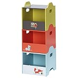 labebe 128073 aufbewahrungsbox Kinder, Baby spielzeugkiste Holz, spielkiste stapelbar klein, kiste spielzeugbox aufbewahrungsregal Geburtstagsgeschenk - 30x30x30cm (orange,gelber,Blauer)