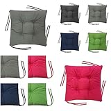 DH DEIN . HAUS Stuhlkissen Gesteppte Sitzkissen 40x40 Garten Kissen mit Schnürchen Mikrofaser Sitzauflage Bodenkissen Auflage Polster (Grau)