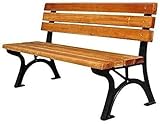 Terrassenbank, Parkbank, Konversationscouch im Freien, Terrassenbank, Parkgartenbank, 2–3-Sitzer, für den Innenhof, Gusseisen-Metallsitz, wetterbeständig, korrosionsbeständig (Teak 150 cm (59