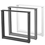 WOODRAM 2 x Tischbeine Metall Schwarz Graphit und Weiß | Das Tischgestell ist fertig | Tischkufen aus Profilen 80x40 mm | Tisch, Schreibtisch, Loft Stil-Good Design (U-Form, Schwarz)