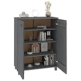 Gecheer Schuhschrank Schuhregal Schuhkipper 3 Regale 2 Türen Massivholz Kiefer Dunkelgrau 85x40x108 cm