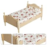 STAHAD 1 Stück Puppenhaus Blanko Einzelbett Mit Matratze Miniatur Möbel Mini Bett Miniatur Möbel Mini Holz Möbel Einzelbett Modell Miniatur Szene Zubehör Weiß