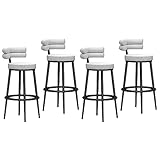 Bar Stools Set/Bar Stools Set of 4, Velvet Kitchen Island Bar Stools with Back and Footrest, Modern Counter Height Bar Stools, Easy to Assembly