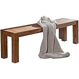 FineBuy Esszimmer Sitzbank Massiv-Holz Sheesham 180 x 45 x 35 cm Design Holz-Bank Natur-Produkt Küchenbank Landhaus-Stil dunkel-braun Bank 4-Sitzer für innen ohne Rücken-Lehne Echt-Holz unbehandelt