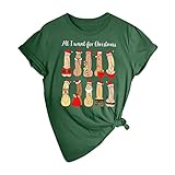 wjiNFDFG Weihnachten T-Shirt Damen Sommer Basic Kurzarm Shirt Elegant Oberteile Freizeit Tun Tops mit Button Tshirt Frauen T-Shirt Damen Sommer Langarm