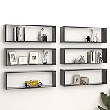 TEKEET Home Furniture Wandregal, Würfelregal, 80 x 15 x 26,5 cm, Grau, 6 Stück