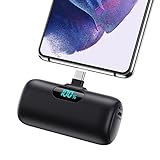 Feob Power Bank USB C 5000mAh, 15W PD 3.0A Schnelles Aufladen Powerbank Schlank LCD Display Extrener Akku Pack Kompatibel mit Samsung S23,S22/Note/Huawei/LG/Pixel/Nexus/OnePlus 9,USB-C-Telefone usw.