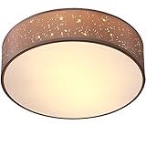 Monzana Deckenlampe Sternenhimmel Rund Ø 38cm Stoffschirm 2-Flammig 40 Watt Wohnzimmer Schlafzimmer Deckenleuchte Stoffdeckenlampe Lampe Taupe 2xE27
