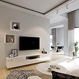 Grekpol -Wohnwand, Modernes Möbelset für das Wohnzimmer, Hängeschränke, Regale,TV-Schränke- JOWISZ 32 (Weiß Glanz, Ohne LED-Beleuchtung)