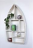 DanDiBo Setzkasten Boot Sammlervitrine Weiß 12112 Loft 58 cm Shabby Landhaus Wandregal