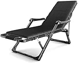 Sun Lounger Garden Chairs Foldable Deck Chair Garden Padded Recliner Massage Lounge Chair, for Heavy Duty People Oversized Zero Gravity Chair Home Foldable Lounge Chair (Color, Black),Black