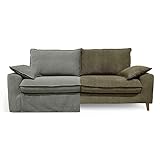 Oviala Sofa aus strukturiertem Stoff, Grün, Grau, 3-Sitzer und Bezug, Stoff meliert, Khaki