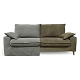 Oviala Sofa aus strukturiertem Stoff, Grün, Grau, 3-Sitzer und Bezug, Stoff meliert, Khaki