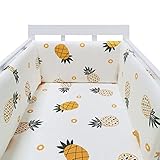 Hemore Babybett -Stoßstangen, Kinderbett Zaun, 2mx30 cm Ananasmuster Baumwollkinder Fallen Beweis Zaun, atmungsaktiver Krippen Liner -Protektor für Krippenbabybett