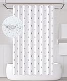 YOUNG DA - Duschvorhang Textil Weiß Grau Regentropfen, Anti-Schimmel Duschvorhang für Badezimmer, Waschbare, Wasserdichter mit 12 Duschvorhängeringen, 180x180 cm