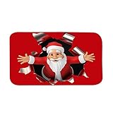 Ardentity Weihnachtsteppich Mit Neujahr Festliche Santa Claus Rutschfester Saugfähiger Teppich,bodenmatte Fußabtreter Für Schlafzimmer Wohnzimmer Sofa Home Decoration50x80 cm