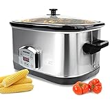 Syntrox Germany Digitaler Slow Cooker Schongarer 7,5L mit 3 Heizstufen, Timer und Warmhaltefunktion - Leistung 320 Watt