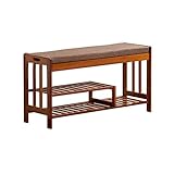 Schuhregal Schuhaufbewahrung Organizer Schuhregal Schuhbank mit Leinenkissen, freistehend, geeignet für Flur Schlafzimmer Wohnzimmer (braun) Schuhregal für Schrank (Color : Natural, Size : 9