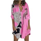 tsaChick Baumwollkleid Damen Sommer Damen Tunika Kleider Sommer Kurzarm Leinenkleider Boho Lang Sommerkleider Große Größen