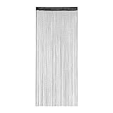 Relaxdays Fadenvorhang Glitzer, 90x245 cm, kürzbar, Tunneldurchzug, für Türen & Fenster, waschbar, Fadengardine, schwarz